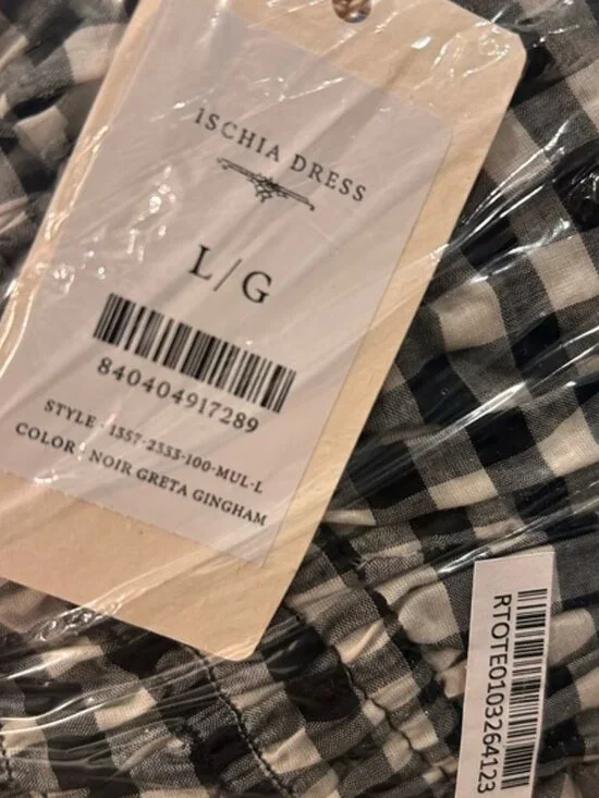 BNWT Doen Ischia Dress In Greta Noir Gingham L - Picture 2 of 3